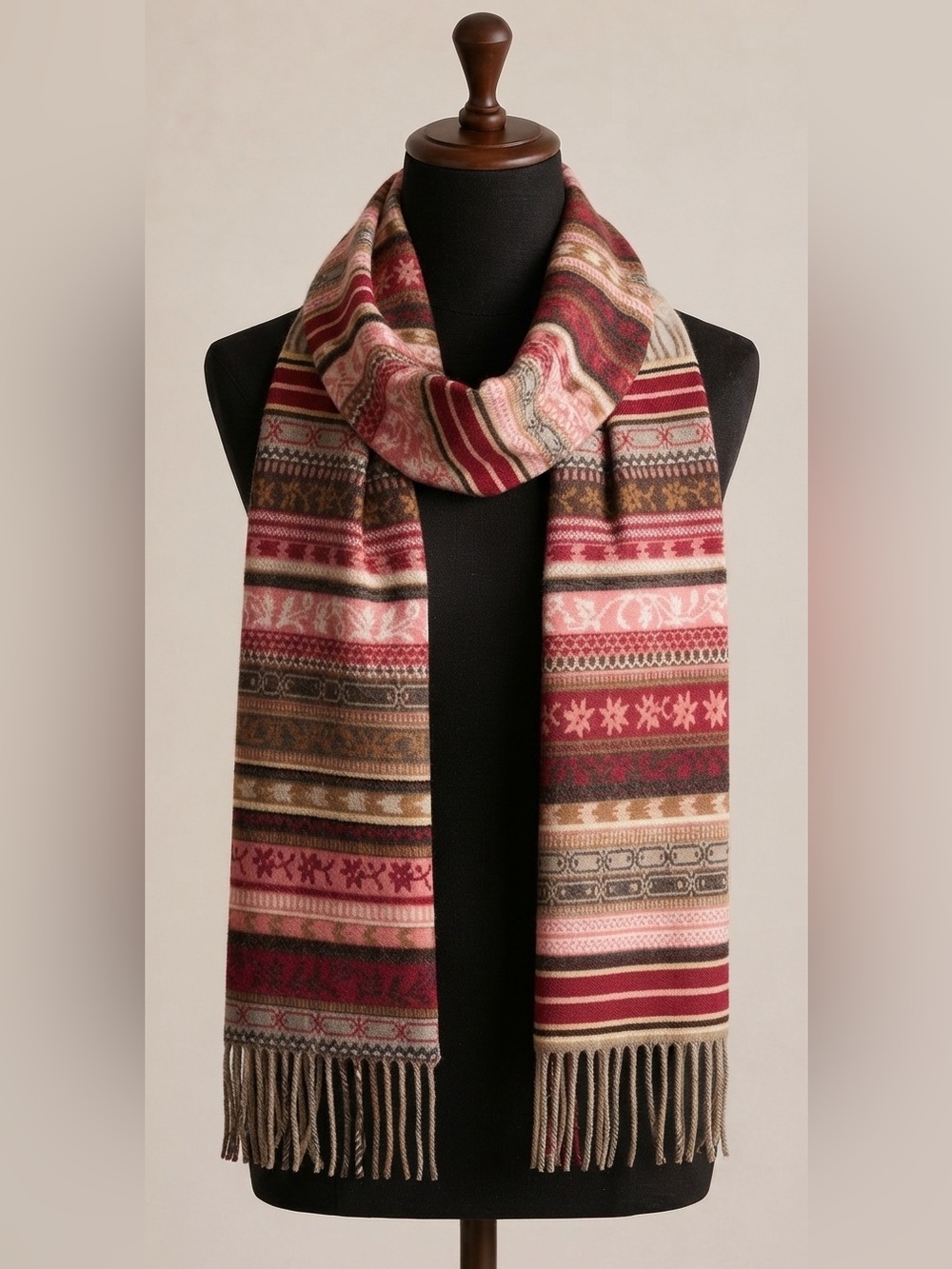 Simon Chang Cashmink Scarf Fair Isle Print Super Soft